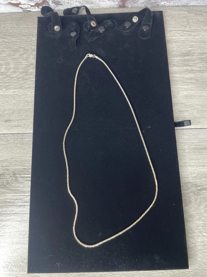 925 Silver Gold Plated Bar Chain Vintage Cut Necklace Men’s 24 In Lobster Clasp - Image 4 of 4