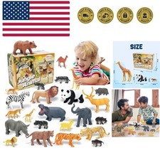 24Pcs Safari Zoo Animals Figures, Realistic Plastic Animal Toys Set for Kid...