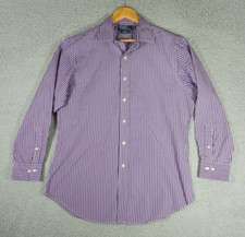 Polo Ralph Lauren Striped Button Shirt Men's Size 16 Purple Curham Classic Fit