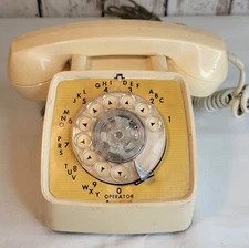 Vintage GTE Automatic Electric Rotary Dial Desk Telephone Beige Tan UNTESTED
