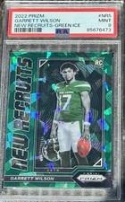 Garrett Wilson Green ICE 🧊 2022 Prizm New Recruits PSA 9 Jets Jets Jets