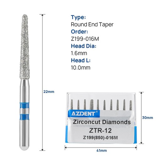Dental High Speed FG Diamond Burs Cutting Zirconia Ceramic Friction Grip 1.6mm - Picture 69 of 124