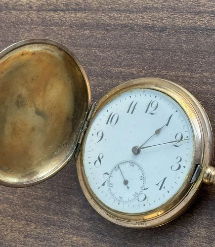 Antique Pocket Watch Mechanical Swiss Longines Gilt Full Hunter Rare Old 20th