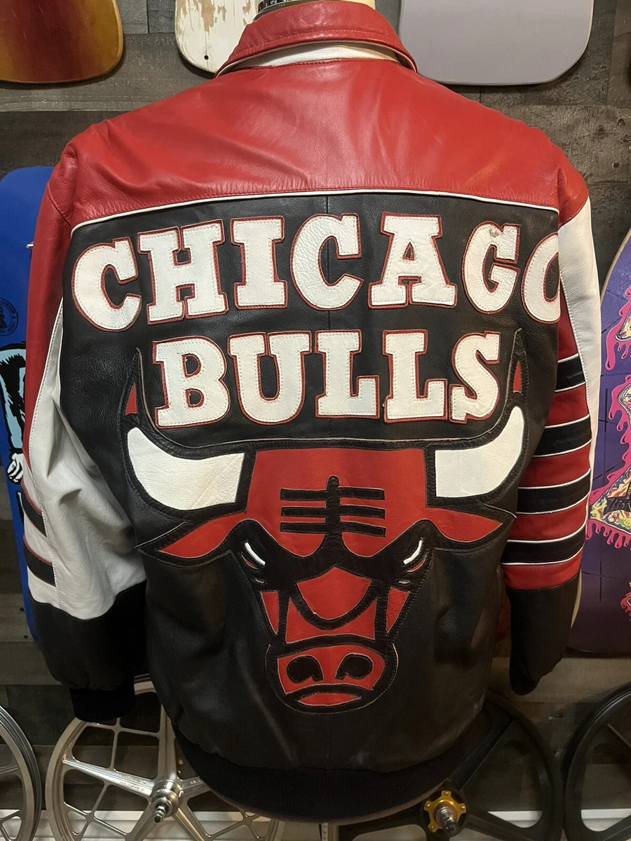 Vintage 90s Chicago Bulls Jeff Hamilton Lamb skin Leather Coat