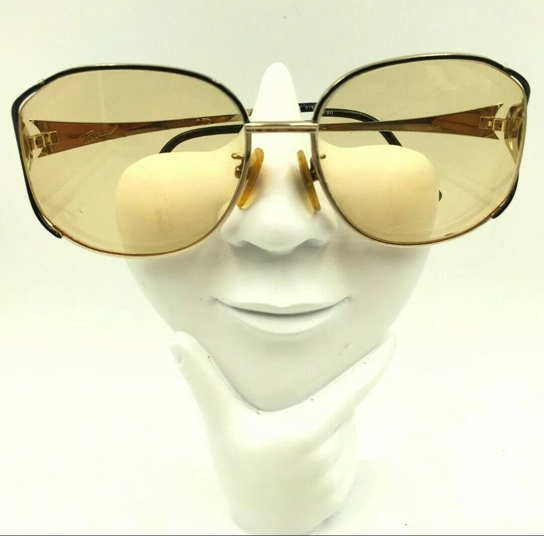 Vintage Tura 619 EBO Black Gold Metal Oval Sunglasses Japan FRAMES