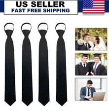 4x Adjustable Men Zipper Neck Ties 18" Necktie for Office Graduation Uniforms