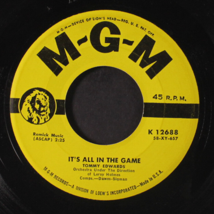 TOMMY EDWARDS: it's all in the game MGM 7