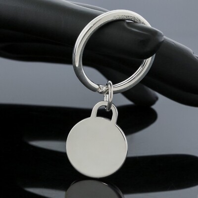 Tiffany & Co. Engravable Round Tag Key Chain Ring Holder 925