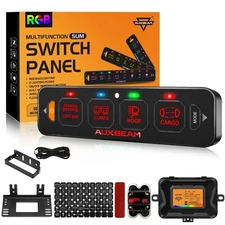 AUXBEAM 4/6/8 Gang RGB Slim Switch Panel Toggle LED Light Circuit Relay System