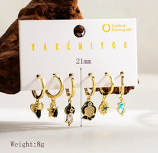 Aladdin Jasmine Inspired Charm Earrings Stack of 6 Cartilage Hoops (Girl Gang)