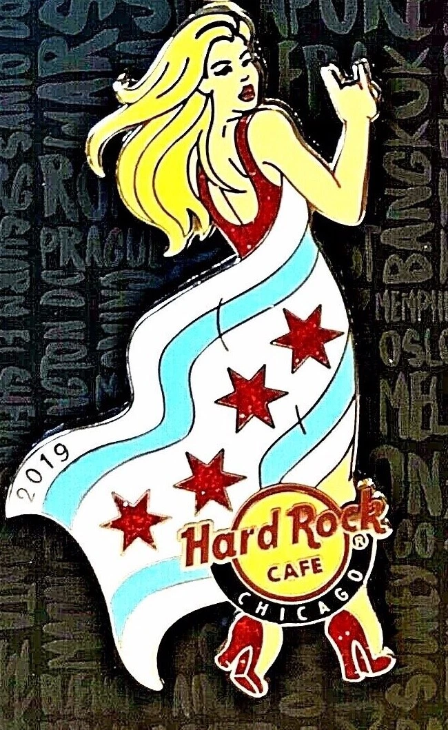 Hard Rock Cafe Chicago Pin Flag Girl 2019 New LE