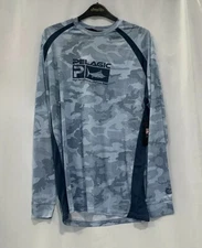 Pelagic Mens Long Sleeve Vapor Tek Camouflage Fishing Gray T Shirt Size Large