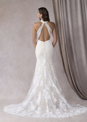 Wedding Dress Size 18 Trumpet Mermaid Cut Leg Slit Keyhole Back Sleeveless  Lace | eBay