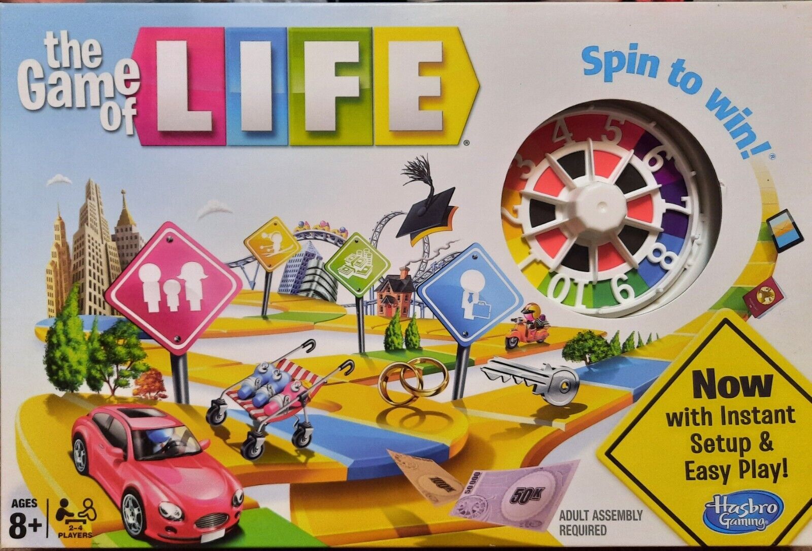 The Game of Life Board Game Hasbro 2014 Instant Set Up & Easy Play