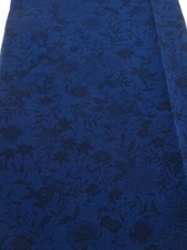 4H06z110 Japanese Kimono Crepe Silk FABRIC Flowers Indigo 66.1x13.8
