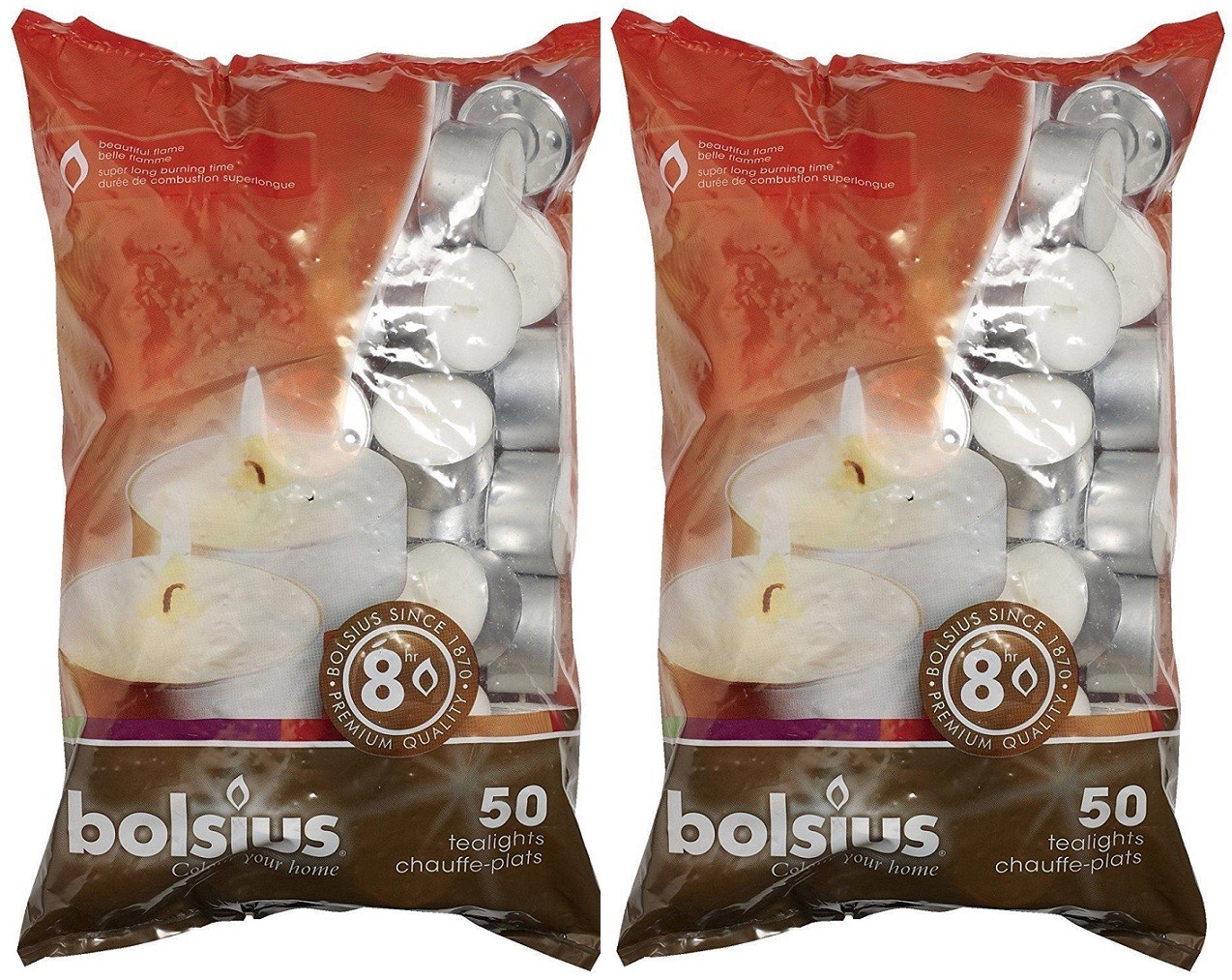 100 x 8 Hour Burn Tealight Tea Light Candles Bolsius Long Burn Bulk