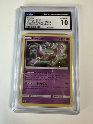 2019 Mewtwo SM214 Holo Hidden Fates Collection Promo Holo GEM MINT CGC 10