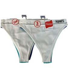6 Pack Hanes Originals Womens Thong Panties White Teal Blue XXL NWT