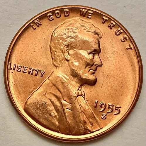 1955-S  Uncirculated BU Red RD - Lincoln Wheat Cent  ~ B865