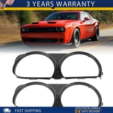 Pair Front Headlight Bezel Lamp Cover Set Trim For 2015-2021 Dodge Challenger T