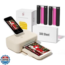 HPRT 4x6 Photo Printer with 108 Sheet Photo Paperand 2 Ribbon, De