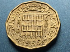 1966 Elizabeth II British Threepenny