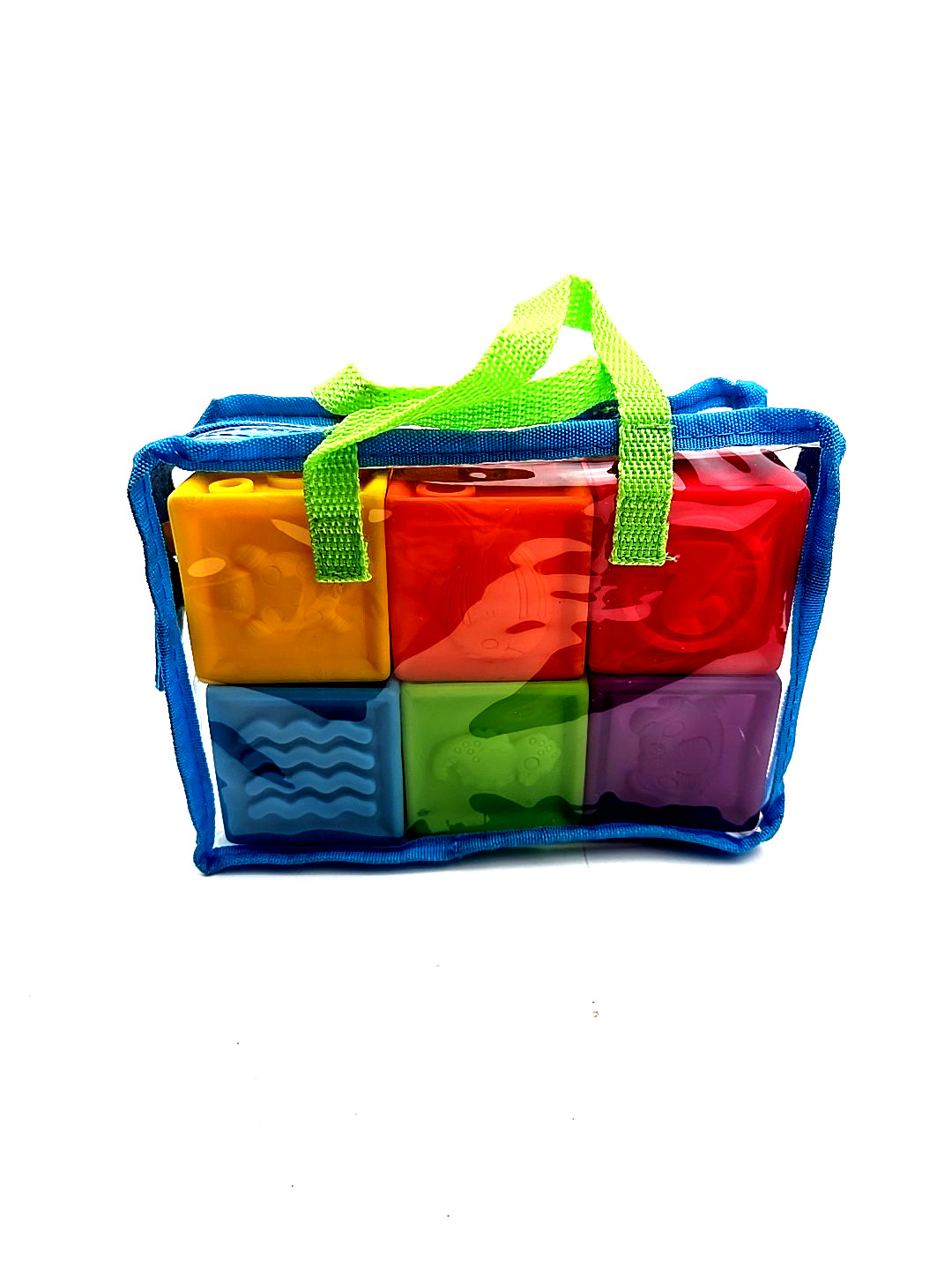 Baby Stacking Blocks Toys Learning Cubes 6pc Rubber Numbers Animals Kids