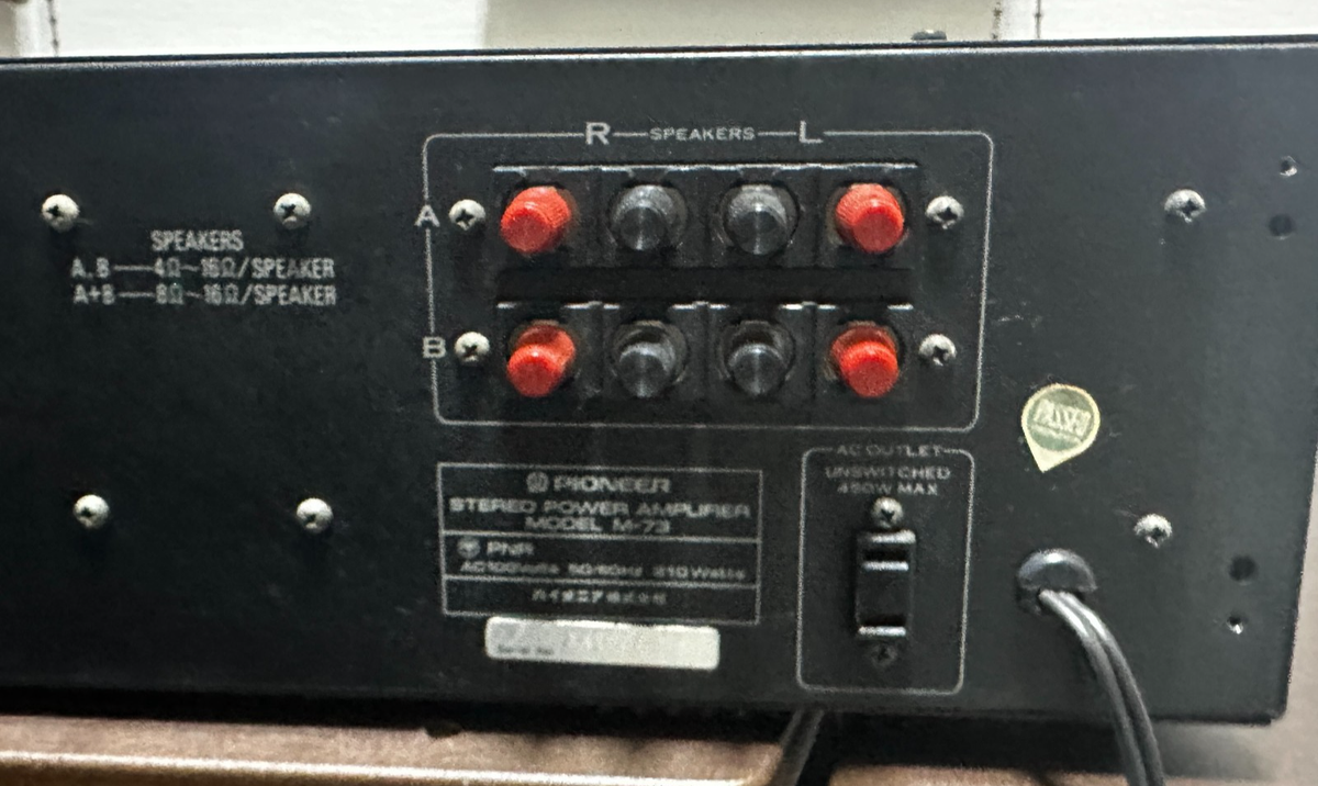 Pioneer M-73 Stereo Power Amplifier AC100V Japan Power On Tested