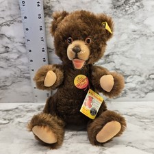 STEIFF 12" Original Teddy Bear Germany Stuffed 0223/30 Brown Mohair W/All Tags