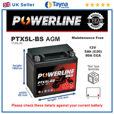 PTX5L-BS Replaces YTX5L-BS BATTERY 50CC 90CC 110CC ATV QUAD NTS5LBS