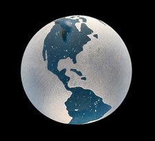 3" Frosted Glass Globe Paperweight Earth World Map Decorative Orb