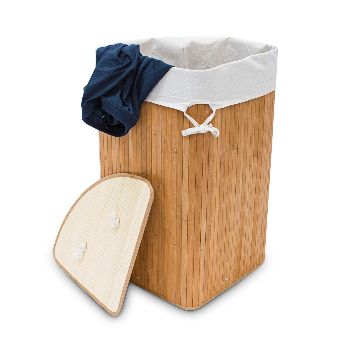 CleverMade Cesto Biancheria Pieghevole 2 Pezzi - 64 Litri L'uno - Con Manici In Pelle Vegana - Salvaspazio Per Casa E Camper