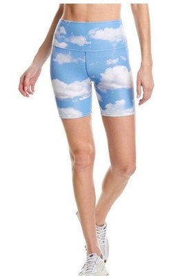 Beach Riot Sport Women's Blue Cloud Print High Waist Biker Shorts Size S