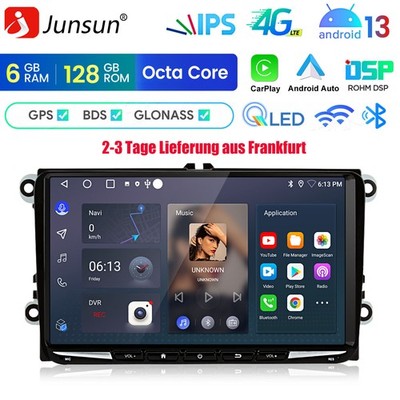 Carplay 6+128G Android13 Autoradio GPS FM Für VW GOLF 5 6 EOS POLO Touran Passat