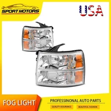 For 2007-2013 Chevy Silverado 1500 2500HD 3500HD Headlights Chrome Headlamps Set