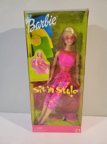 1999 Vintage Barbie Sit in Style Doll with Inflatable Chair Mattel 23421 NEW