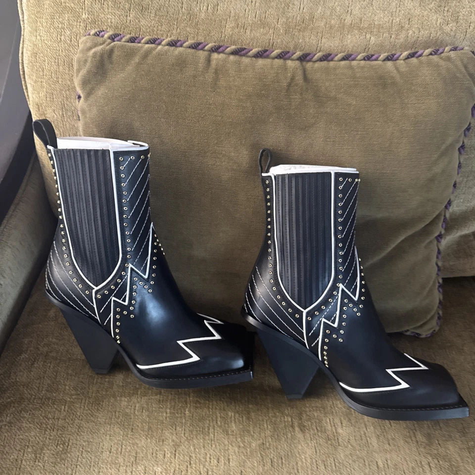 Balmain Paris Nuevos Botines Mujer Cuero Negro Diseñador Tobillo EU 37 US 6.5  Foto 4 de 4