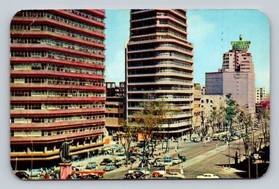 Vintage Mexichrome Postcard American Embassy Mexico City Paseo Reforma