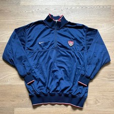 Vtg Nike US Soccer Quarter Zip Jacket Mens L Navy Excellent Made in USA Mesh