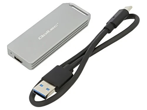 52266 Hard drive enclosure: M.2 PnP SATA III, USB 3.1 Aluminum QOLTEC