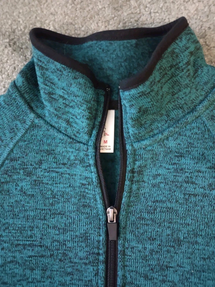 Misses Green Black Heather Exertek  1/4 Zip Fleece Top, Poly Knit, Med, New - Image 2 of 4