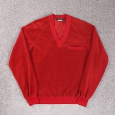 Vintage Lee Velvet Made in USA Medium Red Long Sleeve V Neck Sweatshirt