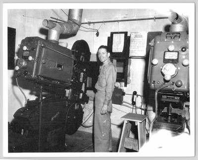 Found Photo - Movie Theatre Projection Booth The Projectionist 35mm Film Cameras