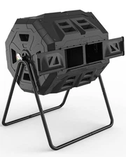 2021 Upgraded Tumbling Composter with Compost Thermometer - Dual Chamber Gard...