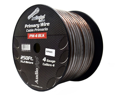 4 Ga GPT Power Wire Primary Ground 250 FT Black Cable Car Audio Amplifier