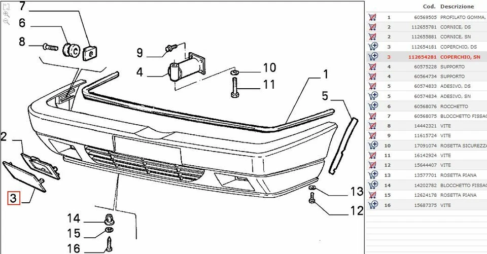 Stopfen Links Stoßstange Vorne Original ALFA ROMEO Alfa 164 - 112654281 Foto 3 de 3
