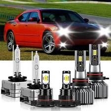 For Dodge Charger 2010 LED Headlight Kit Hi/Low Beam+Fog Light Bulb Bright White