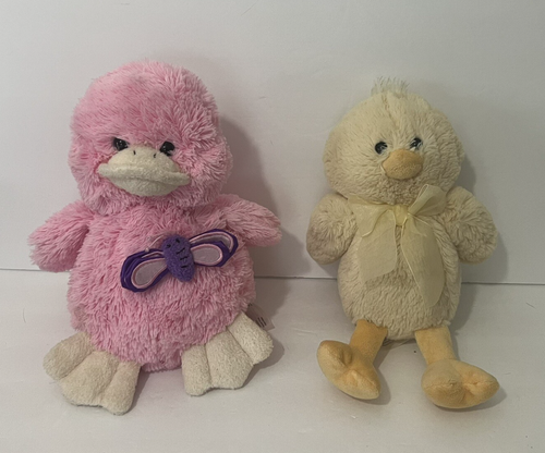 Animal Adventure Plush Chicks Lot of 2 Stuffed Animals Easter Pink & Yellow - Picture 1 of 9