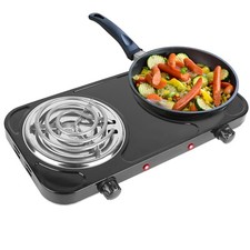 New 2000W Electric Camping Double Burner Hot Plate Cooktop Heating Cooking Stove