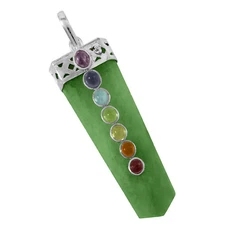 Green Jade 7 Chakra Pendant Jade Necklace Gemstone HANDMADE Heal Stone Reiki